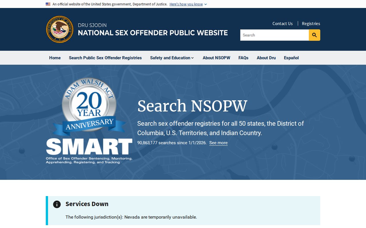 National Sex Offender Public Website search used as a cross-state layer for Washington County